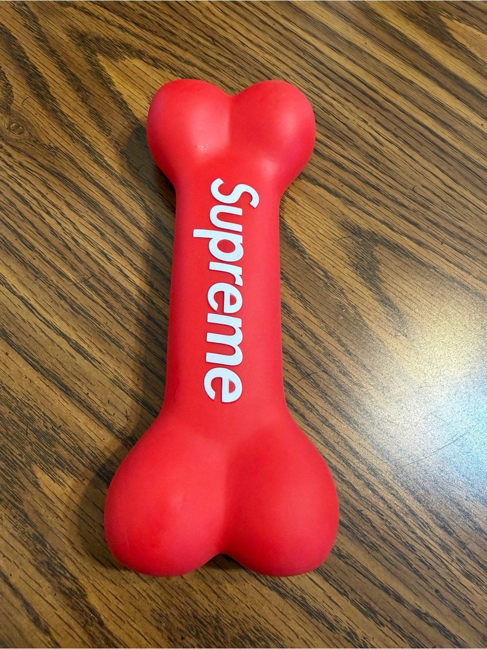 Supreme Red Bone Chew Toy with White Logo pre owned